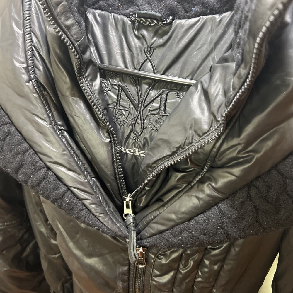 Mackage Ace Puffer Coat BLACK Mid Length Cable Knit Accents size M - Picture 2 of 7